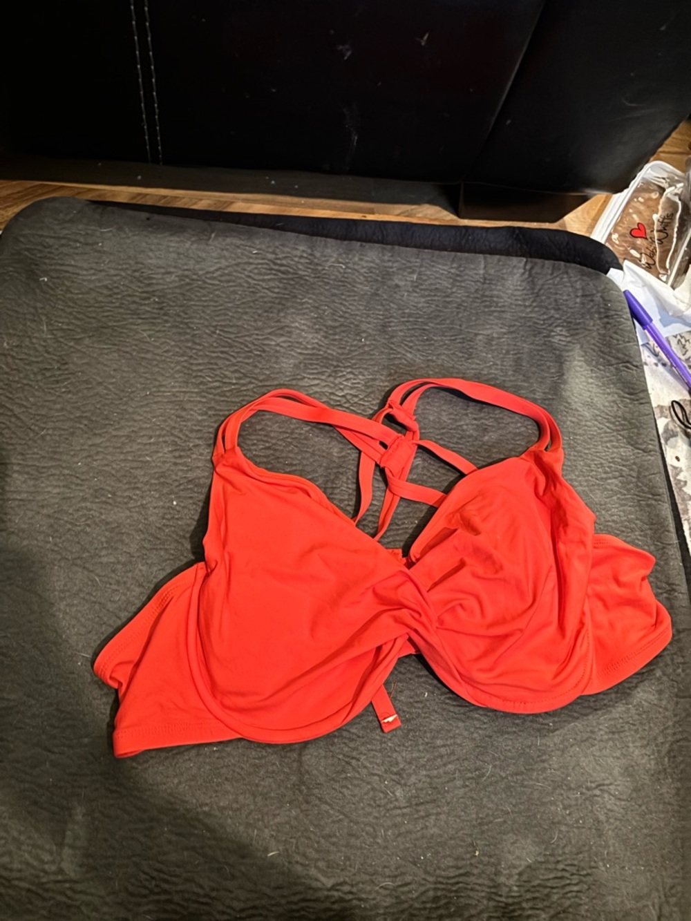 Time and Tru Red Strappy Bikini top
